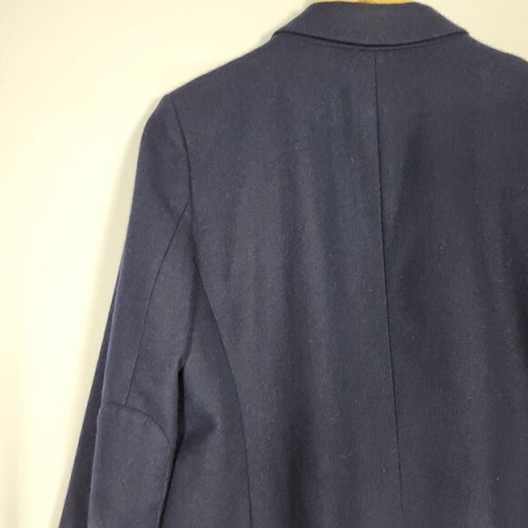 Loft Women's Navy 53% Wool Blend Elbow Patches Academia Style Blazer Size 6 - Picture 7 of 13